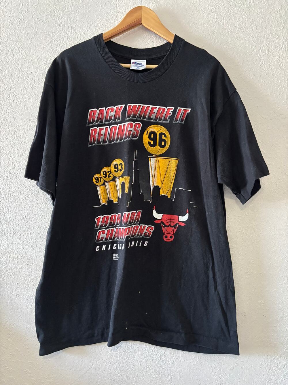 VTG 1996 NBA Champ Chicago Bulls Shirt Single Stitch Size XL